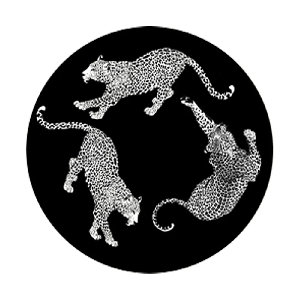 LIVARA 160/200cm Round Leopard-Print Loop-Pile Rug - Non-Slip Eco Cotton-Latex Backing, Soft & Durable, Easy to Clean - Black