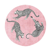 LIVARA 160/200cm Round Leopard-Print Loop-Pile Rug - Non-Slip Eco Cotton-Latex Backing, Soft & Durable, Easy to Clean - Pink