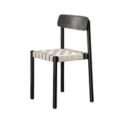 LIVARA Modern Wooden Dining Chair - Solid Ash Wood Frame with Woven Nylon Seat, Breathable Comfort, Minimalist Timeless Design - Black Ash & Beige Weave