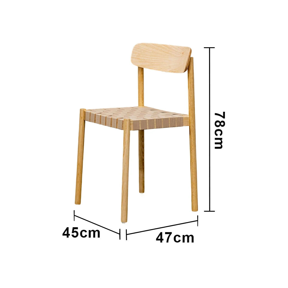 LIVARA Modern Wooden Dining Chair - Solid Ash Wood Frame with Woven Nylon Seat, Breathable Comfort, Minimalist Timeless Design - Natural Ash & Beige Weave