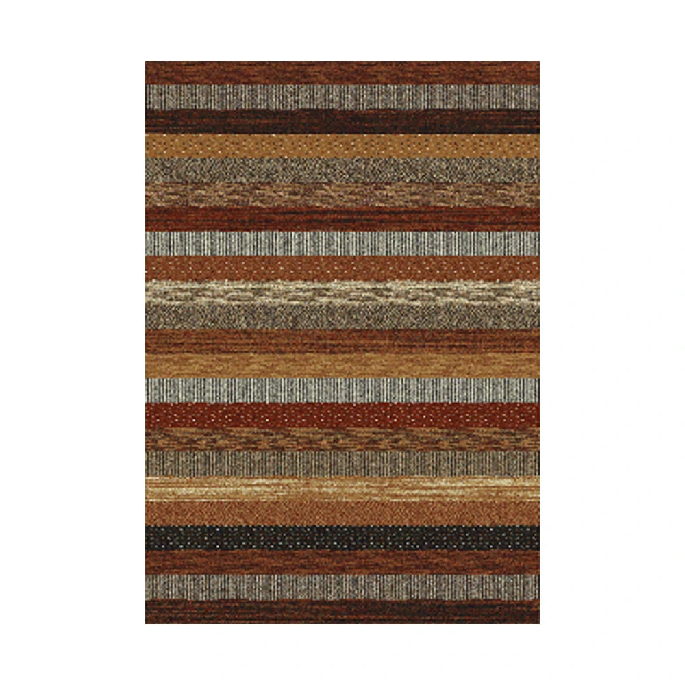 LIVARA 160/200cm Gabbeh Warm-Stripe Loop-Pile Rug - Upgraded Non-Slip Eco Cotton-Latex Backing - Waterproof, Stain-Resistant, Soft & Durable - Warm Brown Multi