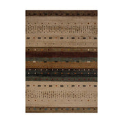 LIVARA 160/200cm Gabbeh Tribal-Stripe Loop-Pile Rug - Upgraded Non-Slip Eco Cotton-Latex Backing - Waterproof, Stain-Resistant, Soft & Durable - Warm Beige