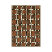 LIVARA 160/200cm Gabbeh Checker-Pattern Loop-Pile Rug - Non-Slip Eco Cotton-Latex Backing - Waterproof, Stain-Resistant, Soft & Durable - Terracotta Brown