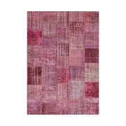 LIVARA 160/200cm Vintage Patchwork Loop-Pile Rug - Non-Slip Eco Cotton-Latex Backing - Waterproof, Stain-Resistant, Soft & Durable - Pink Purple