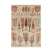 LIVARA 160/200cm Gabbeh Tree-Pattern Loop-Pile Rug - Non-Slip Eco Cotton-Latex Backing - Waterproof, Stain-Resistant, Soft & Durable - Beige Multi