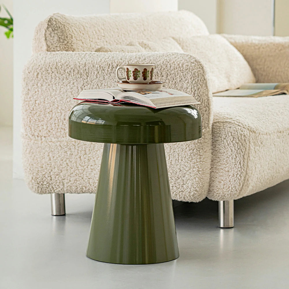 LIVARA Modern Side Table - Compact Metal Design, Smooth Gloss Finish, Stable Base for Living Room & Home Office, 46cm Height - Vintage Green