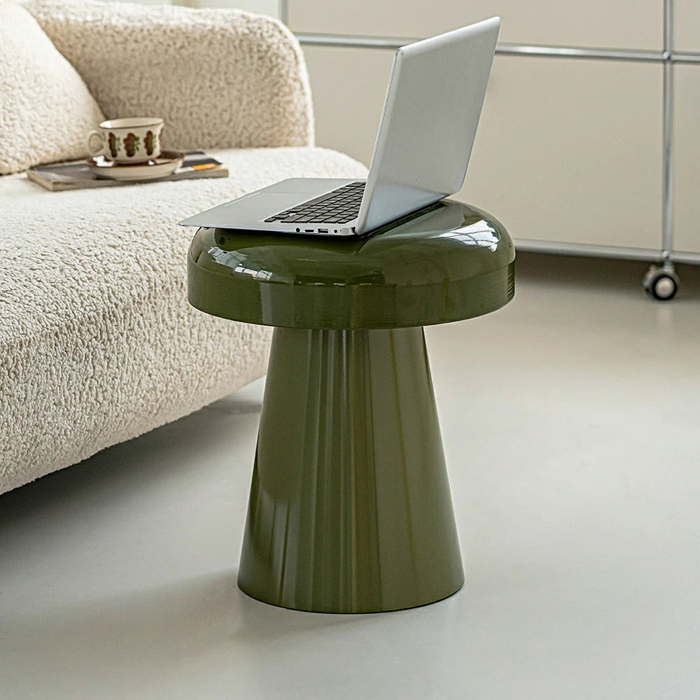 LIVARA Modern Side Table - Compact Metal Design, Smooth Gloss Finish, Stable Base for Living Room & Home Office, 46cm Height - Vintage Green