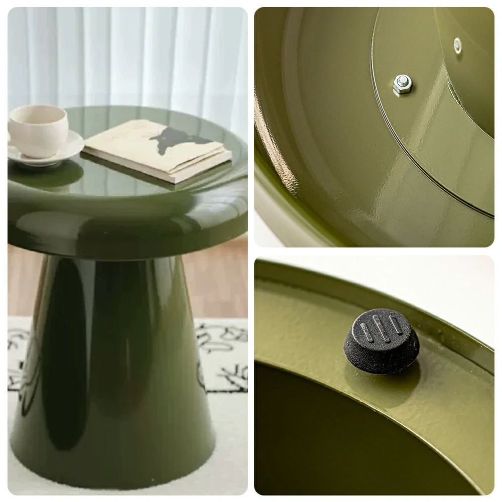 LIVARA Modern Side Table - Compact Metal Design, Smooth Gloss Finish, Stable Base for Living Room & Home Office, 46cm Height - Vintage Green