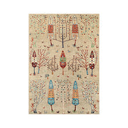 LIVARA 160/200cm Gabbeh Symmetry-Tree Loop-Pile Rug - Non-Slip Eco Cotton-Latex Backing - Waterproof, Stain-Resistant, Soft & Durable - Beige Multi