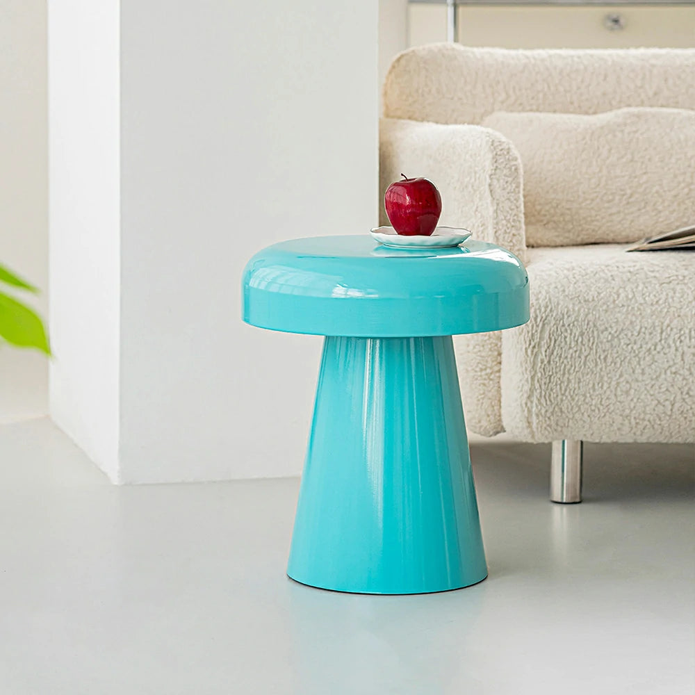 LIVARA Modern Side Table - Compact Metal Design, Smooth Gloss Finish, Stable Base for Living Room & Home Office, 46cm Height - Blue