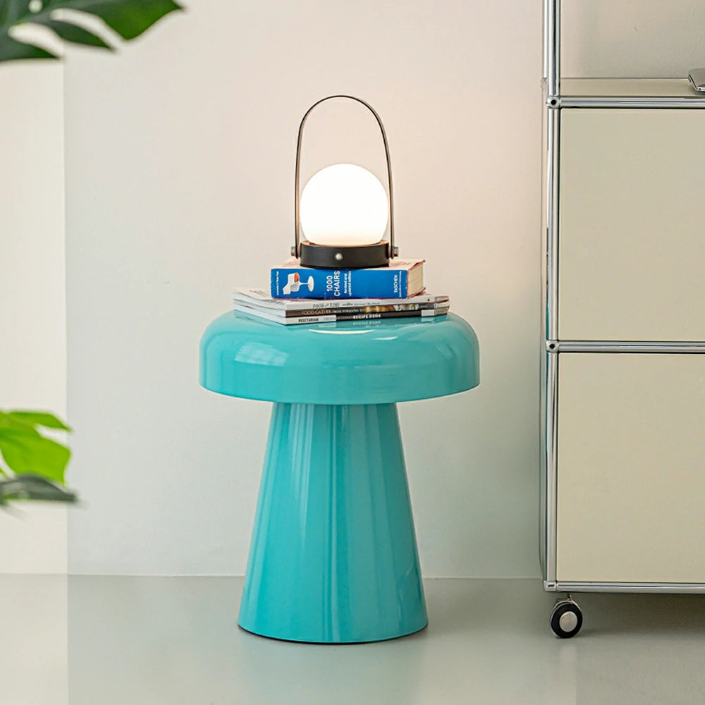 LIVARA Modern Side Table - Compact Metal Design, Smooth Gloss Finish, Stable Base for Living Room & Home Office, 46cm Height - Blue