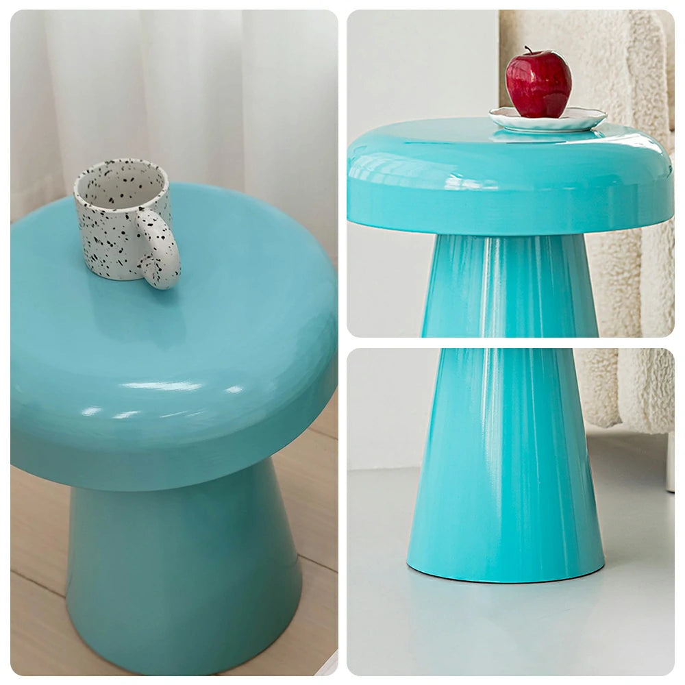 LIVARA Modern Side Table - Compact Metal Design, Smooth Gloss Finish, Stable Base for Living Room & Home Office, 46cm Height - Blue