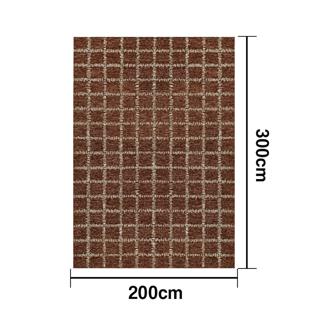 LIVARA 160/200cm Gabbeh Grid Pattern Loop-Pile Rug - Upgraded Non-Slip Eco Cotton-Latex Backing - Waterproof, Stain-Resistant, Soft & Durable - Brown