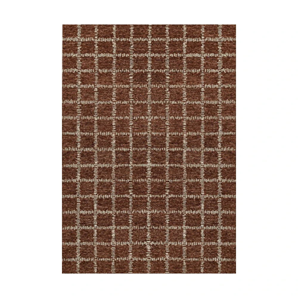 LIVARA 160/200cm Gabbeh Grid Pattern Loop-Pile Rug - Upgraded Non-Slip Eco Cotton-Latex Backing - Waterproof, Stain-Resistant, Soft & Durable - Brown