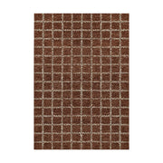 LIVARA 160/200cm Gabbeh Grid Pattern Loop-Pile Rug - Upgraded Non-Slip Eco Cotton-Latex Backing - Waterproof, Stain-Resistant, Soft & Durable - Brown