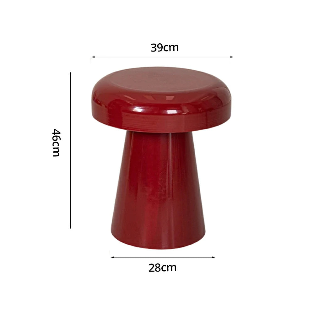 LIVARA Modern Side Table - Compact Metal Design, Smooth Gloss Finish, Stable Base for Living Room & Home Office, 46cm Height - Red