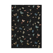 LIVARA 160/200cm Butterfly Print Loop-Pile Rug - Upgraded Non-Slip Eco Cotton-Latex Backing - Waterproof, Stain-Resistant, Soft & Durable - Black