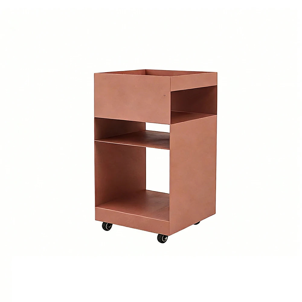 LIVARA Mobile Bedside Storage Trolley - Compact 3-Tier Design with Smooth-Rolling Wheels, Space-Saving Organizer for Bedroom & Living Room - Pink
