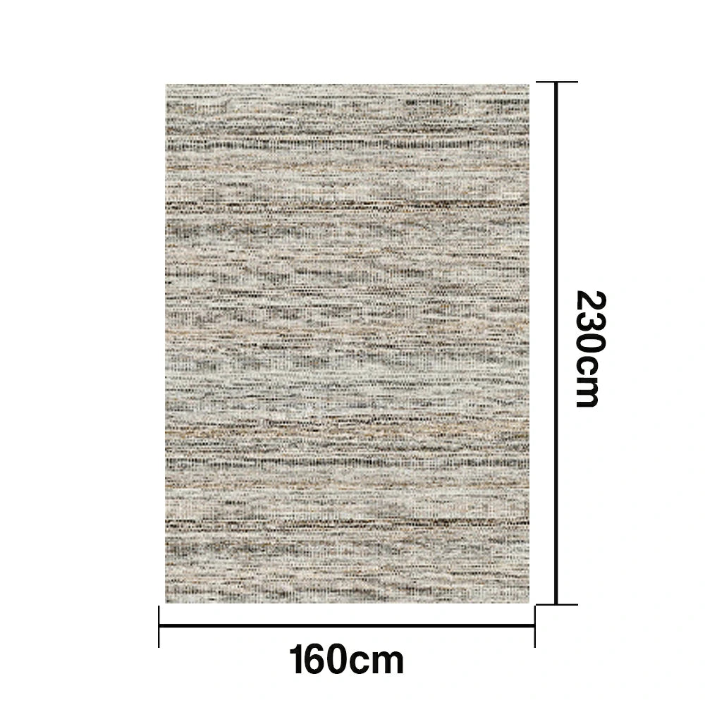 LIVARA 160/200cm Striped Loop-Pile Rug - Upgraded Non-Slip Eco Cotton-Latex Backing - Waterproof, Stain-Resistant, Soft & Durable - Grey Mix