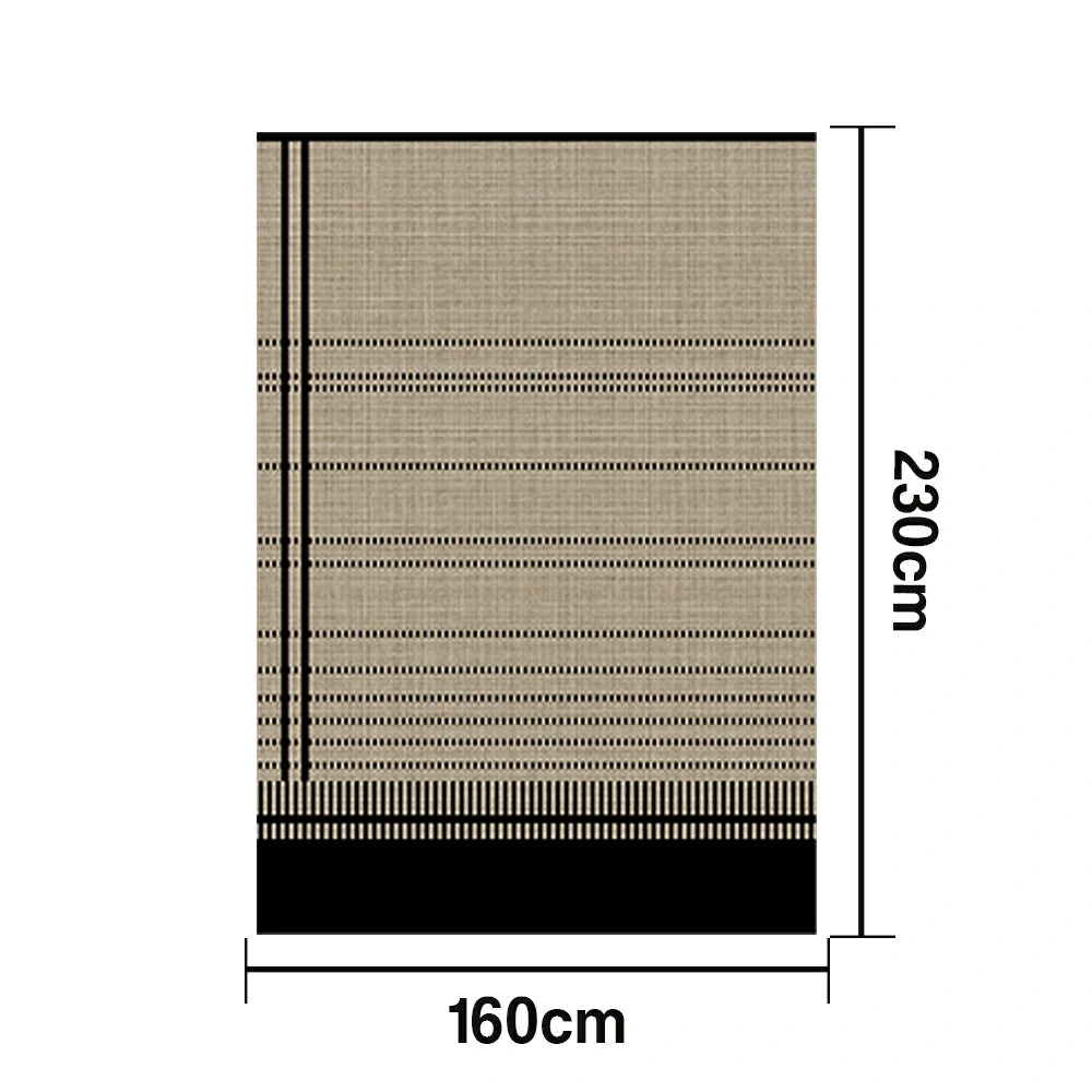 LIVARA 160/200cm Modern Striped Loop-Pile Rug - Upgraded Non-Slip Eco Cotton-Latex Backing - Waterproof, Stain-Resistant, Soft & Durable - Black Beige