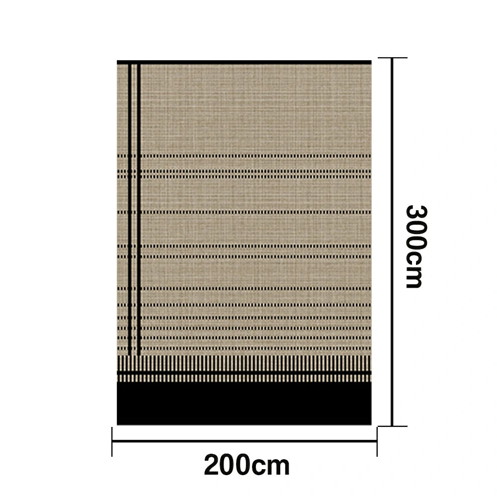 LIVARA 160/200cm Modern Striped Loop-Pile Rug - Upgraded Non-Slip Eco Cotton-Latex Backing - Waterproof, Stain-Resistant, Soft & Durable - Black Beige