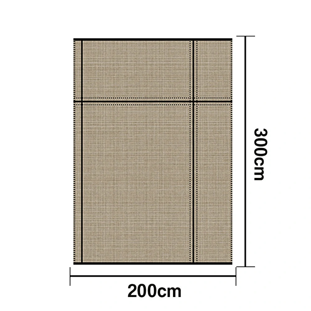 LIVARA 160/200cm Minimalist Line-Grid Loop-Pile Rug - Upgraded Non-Slip Eco Cotton-Latex Backing - Waterproof, Stain-Resistant, Soft & Durable - Beige Black