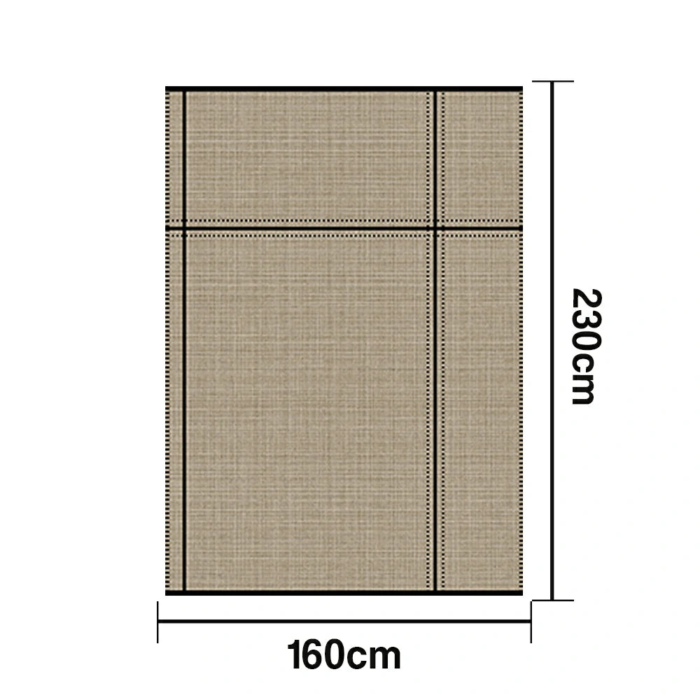 LIVARA 160/200cm Minimalist Line-Grid Loop-Pile Rug - Upgraded Non-Slip Eco Cotton-Latex Backing - Waterproof, Stain-Resistant, Soft & Durable - Beige Black