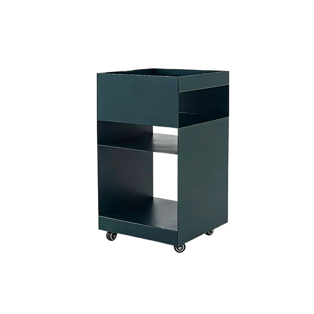 LIVARA Mobile Bedside Storage Trolley - Compact 3-Tier Design with Smooth-Rolling Wheels, Space-Saving Organizer for Bedroom & Living Room - Green
