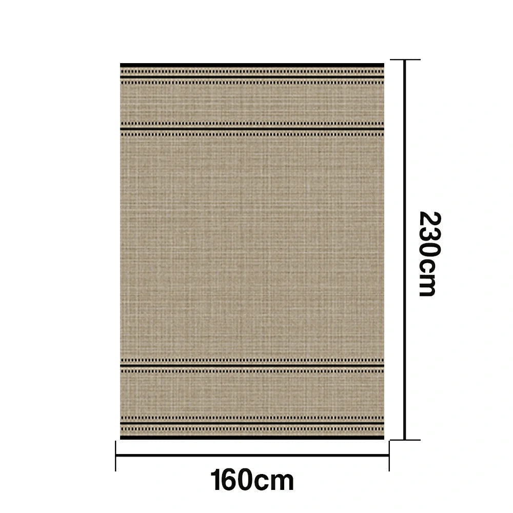 LIVARA 160/200cm Minimalist Border-Stripe Loop-Pile Rug - Upgraded Non-Slip Eco Cotton-Latex Backing - Waterproof, Stain-Resistant, Soft & Durable - Beige Black
