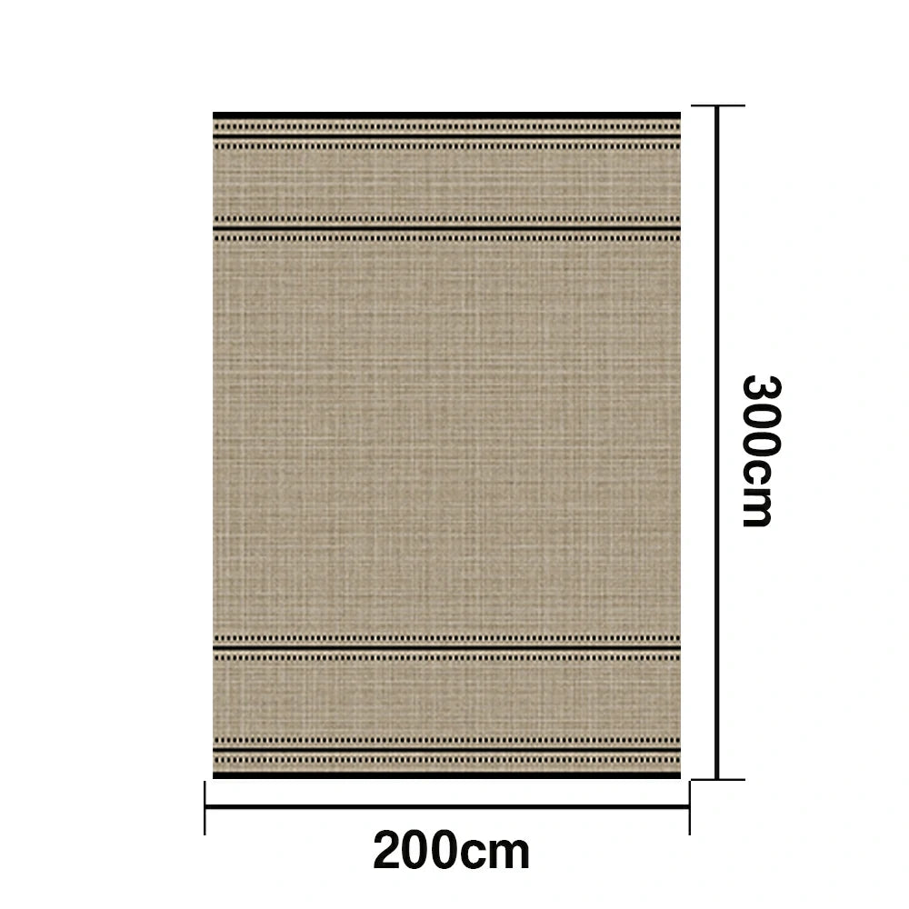 LIVARA 160/200cm Minimalist Border-Stripe Loop-Pile Rug - Upgraded Non-Slip Eco Cotton-Latex Backing - Waterproof, Stain-Resistant, Soft & Durable - Beige Black
