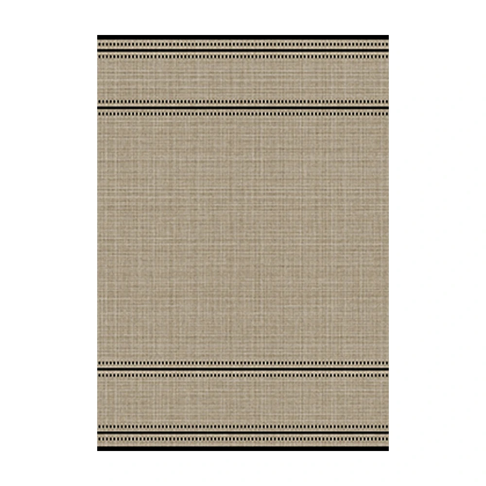 LIVARA 160/200cm Minimalist Border-Stripe Loop-Pile Rug - Upgraded Non-Slip Eco Cotton-Latex Backing - Waterproof, Stain-Resistant, Soft & Durable - Beige Black