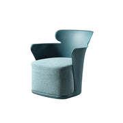 LIVARA Modern Sculptural Accent Armchair - Ergonomic Wraparound Backrest, Cushioned Seat with Fabric Upholstery, Stylish Single Sofa Chair for Living Room & Lounge - Blue