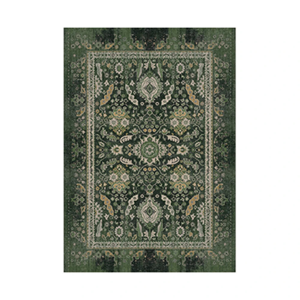 LIVARA 160/200cm Vintage Palace Loop-Pile Rug - Upgraded Non-Slip Eco Cotton-Latex Backing - Waterproof, Stain-Resistant, Soft & Durable - Green