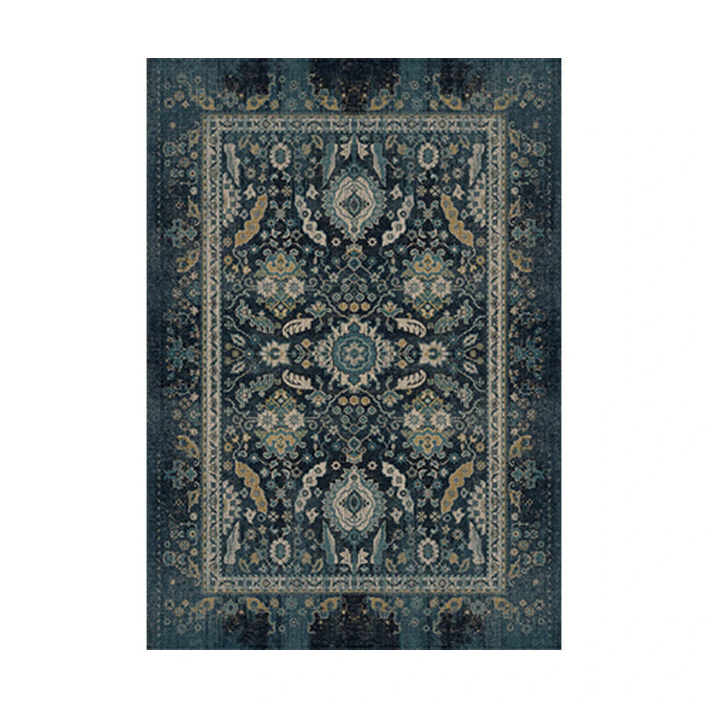 LIVARA 160/200cm Vintage Palace Loop-Pile Rug - Upgraded Non-Slip Eco Cotton-Latex Backing - Waterproof, Stain-Resistant, Soft & Durable - Blue