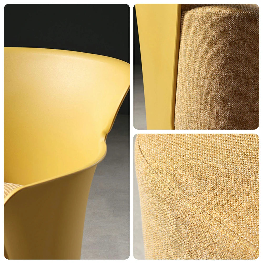 LIVARA Modern Sculptural Accent Armchair - Ergonomic Wraparound Backrest, Cushioned Seat with Fabric Upholstery, Stylish Single Sofa Chair for Living Room & Lounge - Yellow