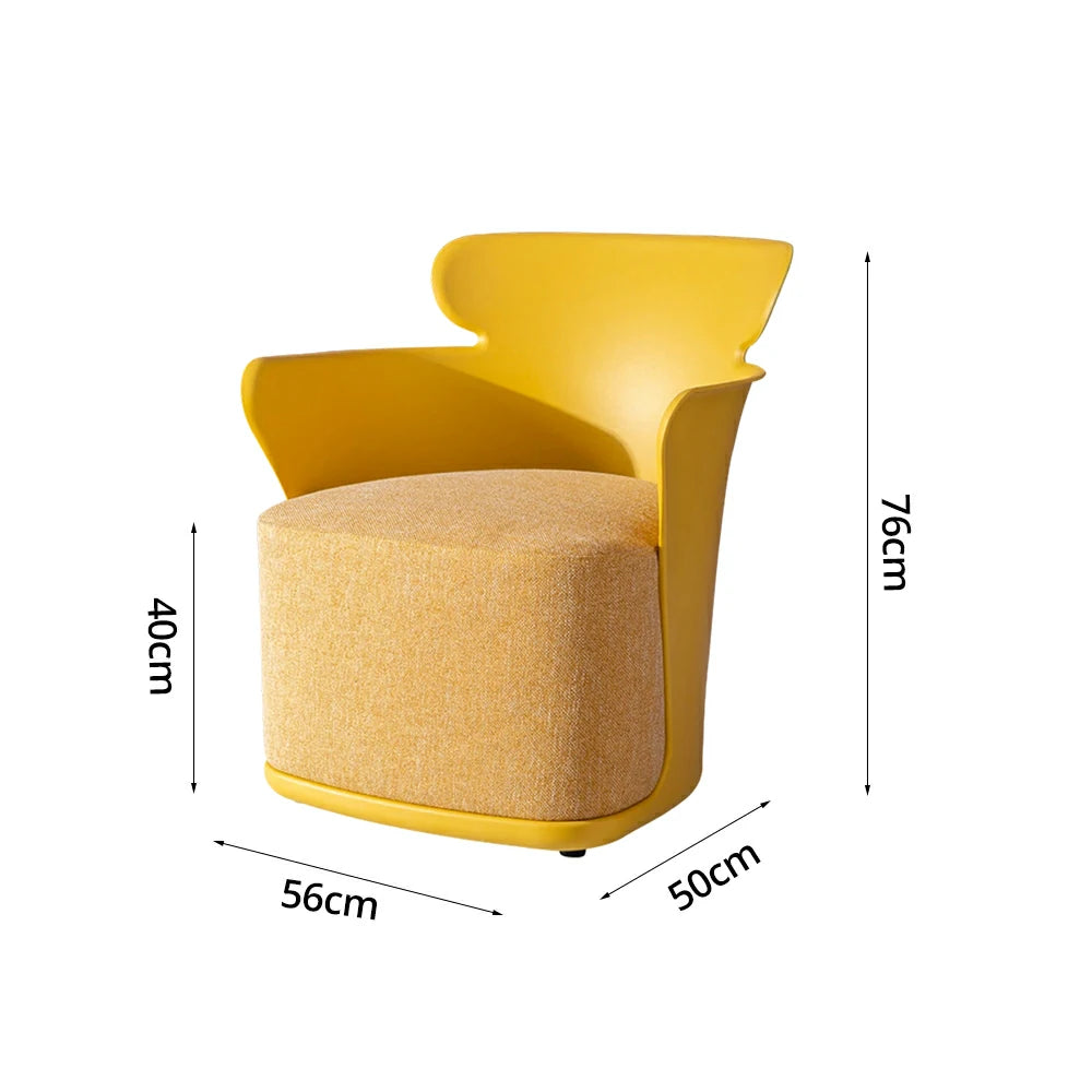 LIVARA Modern Sculptural Accent Armchair - Ergonomic Wraparound Backrest, Cushioned Seat with Fabric Upholstery, Stylish Single Sofa Chair for Living Room & Lounge - Yellow