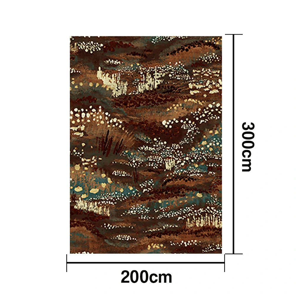 LIVARA 160/200cm Abstract Art Loop-Pile Rug - Upgraded Non-Slip Eco Cotton-Latex Backing - Waterproof, Stain-Resistant, Soft & Durable - Brown Teal