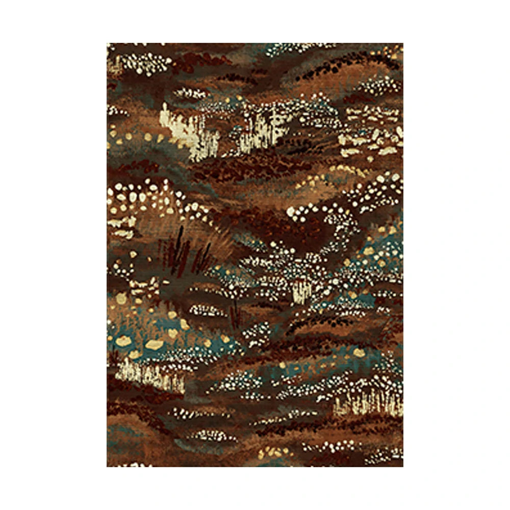 LIVARA 160/200cm Abstract Art Loop-Pile Rug - Upgraded Non-Slip Eco Cotton-Latex Backing - Waterproof, Stain-Resistant, Soft & Durable - Brown Teal