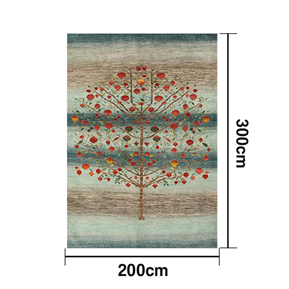 LIVARA 160/200cm Tree-of-Life Gabbeh Loop-Pile Rug - Upgraded Non-Slip Eco Cotton-Latex Backing - Waterproof, Stain-Resistant, Soft & Durable - Blue