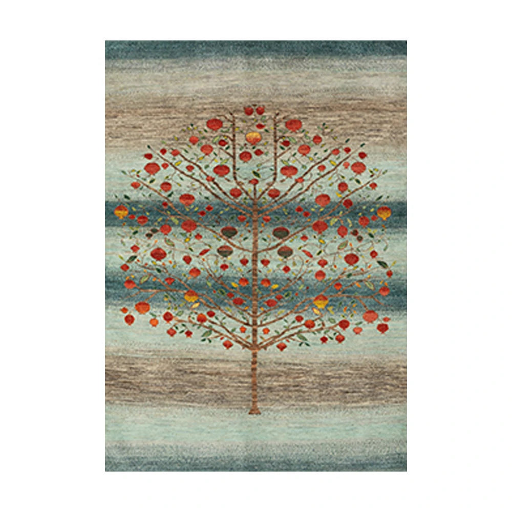 LIVARA 160/200cm Tree-of-Life Gabbeh Loop-Pile Rug - Upgraded Non-Slip Eco Cotton-Latex Backing - Waterproof, Stain-Resistant, Soft & Durable - Blue