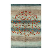 LIVARA 160/200cm Tree-of-Life Gabbeh Loop-Pile Rug - Upgraded Non-Slip Eco Cotton-Latex Backing - Waterproof, Stain-Resistant, Soft & Durable - Blue