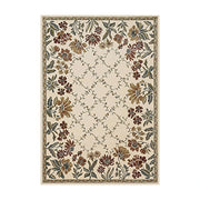 LIVARA 160/200cm Vintage Floral Border Loop-Pile Rug - Upgraded Non-Slip Eco Cotton-Latex Backing - Waterproof, Stain-Resistant, Soft & Durable - Beige
