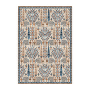 LIVARA 160/200cm Gabbeh Tree-Pattern Loop-Pile Rug - Upgraded Non-Slip Eco Cotton-Latex Backing - Waterproof, Stain-Resistant, Soft & Durable - Beige Blue