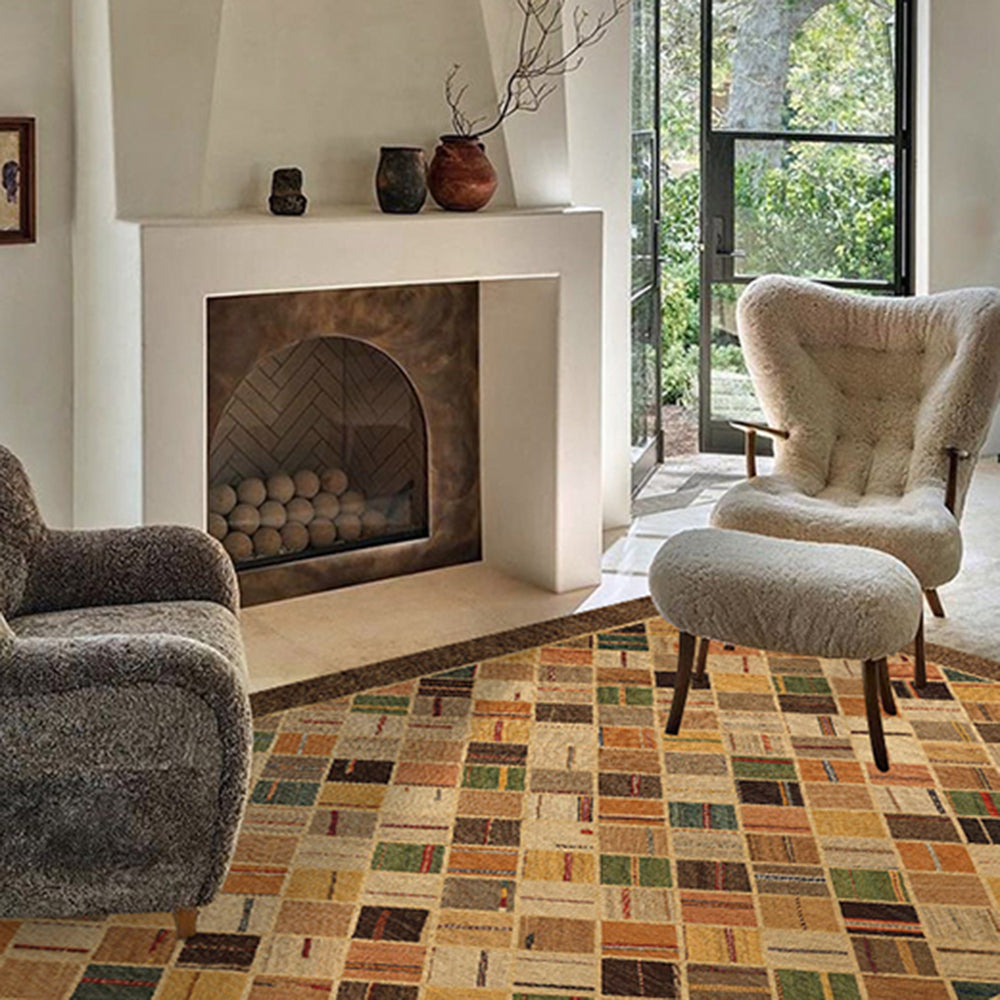 LIVARA 160/200cm Patchwork Multi-Color Loop-Pile Rug - Upgraded Non-Slip Eco Cotton-Latex Backing - Waterproof, Stain-Resistant, Soft & Durable - Multi-Color