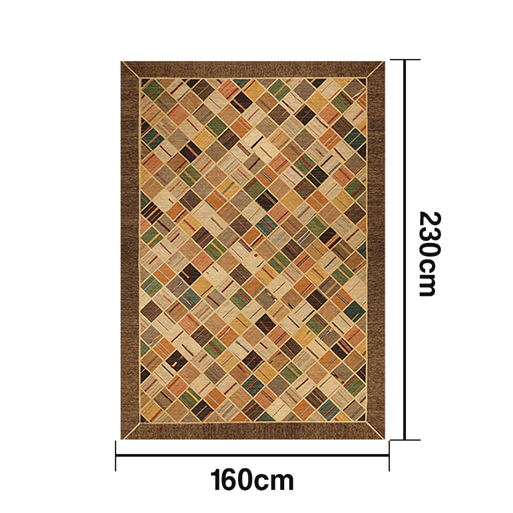 LIVARA 160/200cm Patchwork Multi-Color Loop-Pile Rug - Upgraded Non-Slip Eco Cotton-Latex Backing - Waterproof, Stain-Resistant, Soft & Durable - Multi-Color