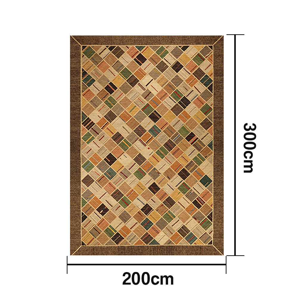 LIVARA 160/200cm Patchwork Multi-Color Loop-Pile Rug - Upgraded Non-Slip Eco Cotton-Latex Backing - Waterproof, Stain-Resistant, Soft & Durable - Multi-Color