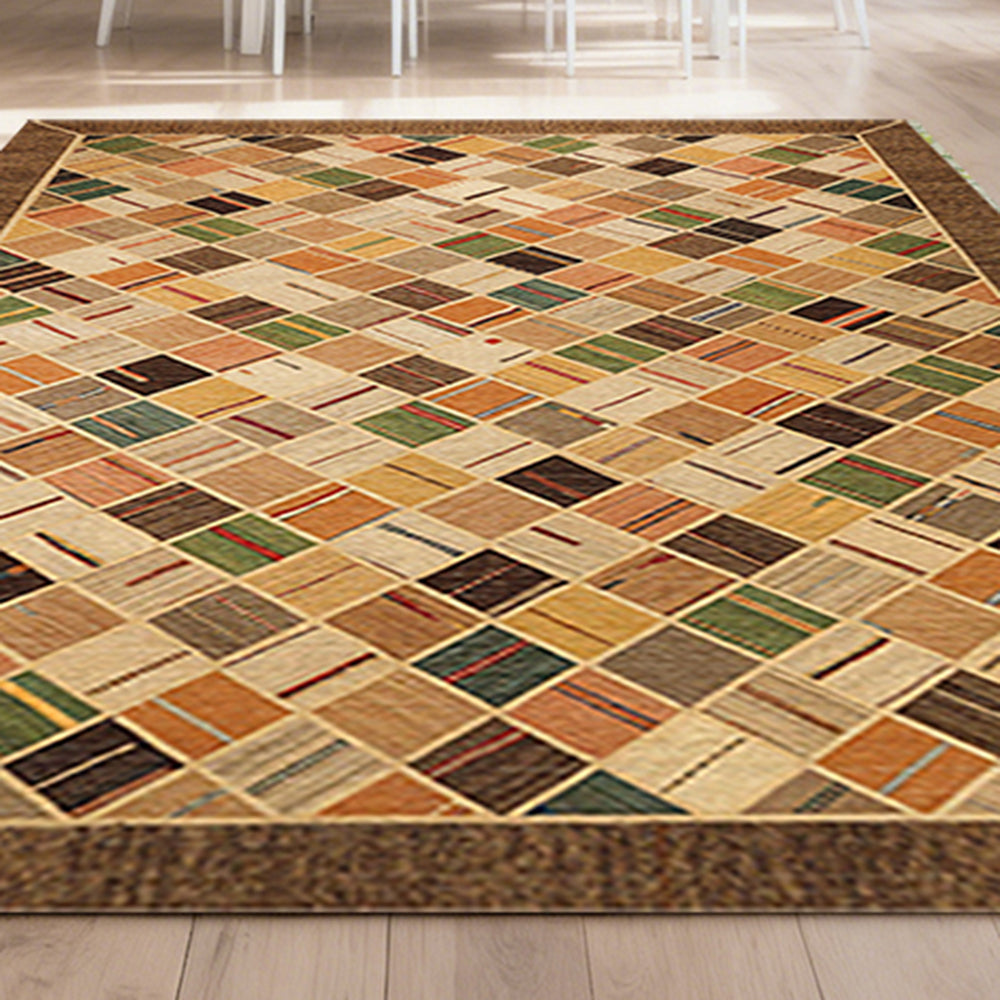 LIVARA 160/200cm Patchwork Multi-Color Loop-Pile Rug - Upgraded Non-Slip Eco Cotton-Latex Backing - Waterproof, Stain-Resistant, Soft & Durable - Multi-Color