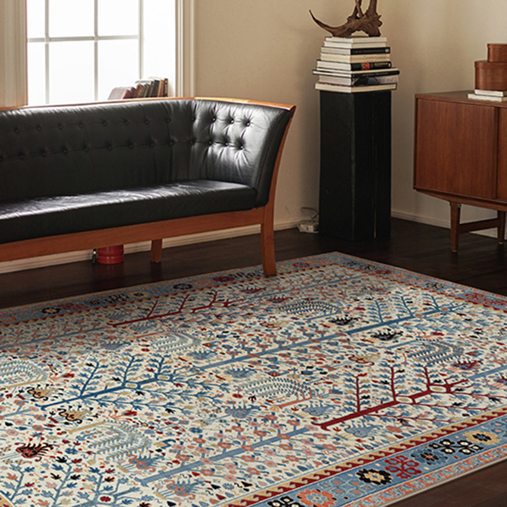 LIVARA 160/200cm Persian Gabbeh Pattern Loop-Pile Rug - Non-Slip Eco Cotton-Latex Backing - Waterproof, Stain-Resistant, Soft & Durable