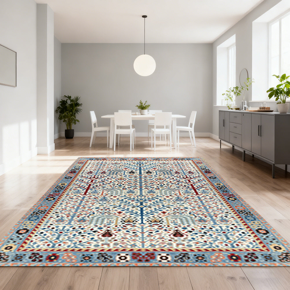 LIVARA 160/200cm Persian Gabbeh Pattern Loop-Pile Rug - Non-Slip Eco Cotton-Latex Backing - Waterproof, Stain-Resistant, Soft & Durable