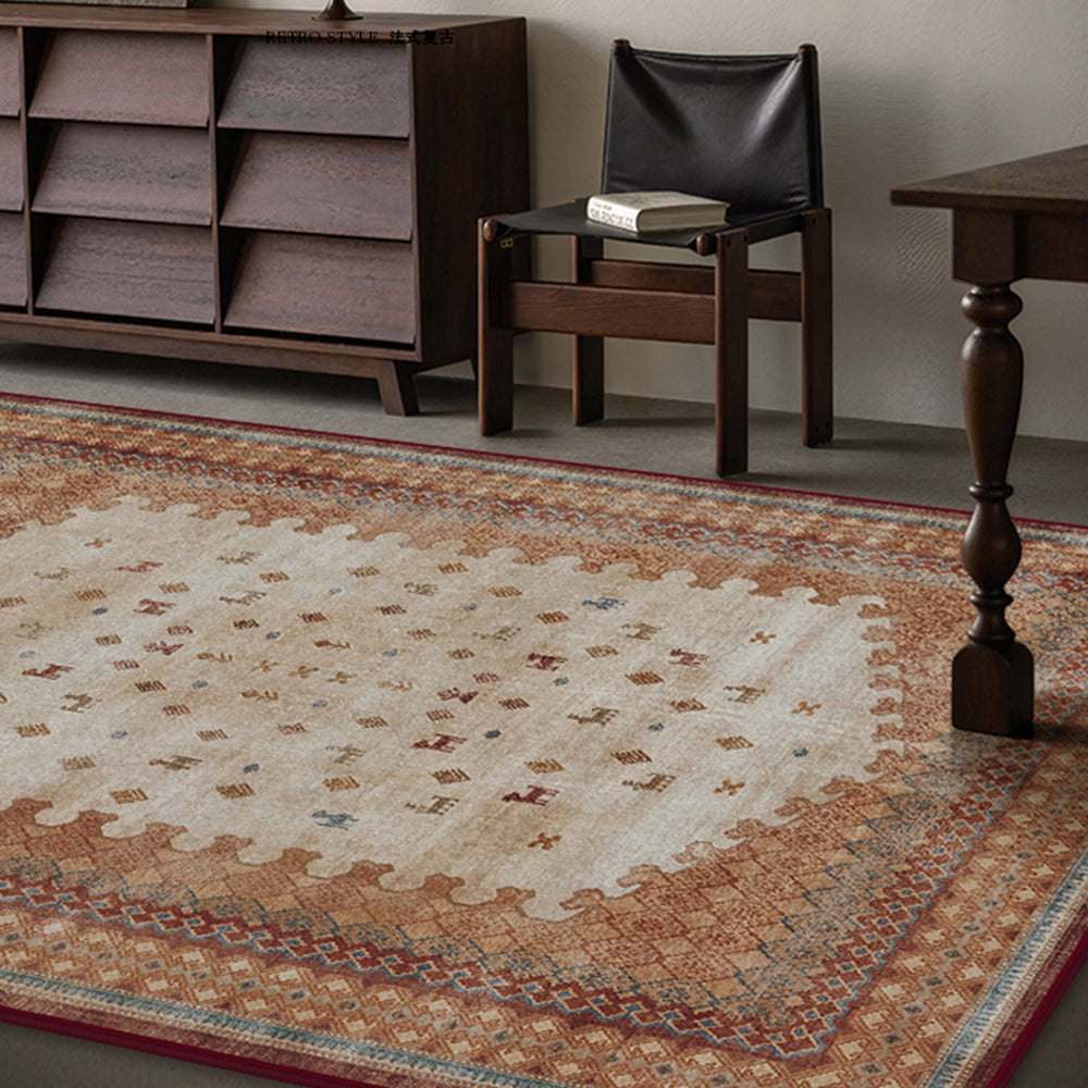 LIVARA 160/200cm Gabbeh Vintage Loop-Pile Rug - Non-Slip Eco Cotton-Latex Backing - Waterproof, Stain-Resistant, Soft & Durable - Brown Multi-Color